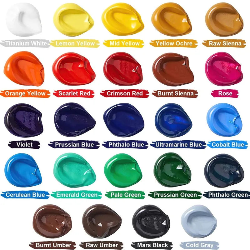 Acrylic Paint Set 12/24 Colors Craft Paint for Fabric/Clothing/Nail/Canvas/Rock Painting Waterproof Drawing Set Art Supplies    Home Decor Supply | Online Retail | ShoreShopper.com