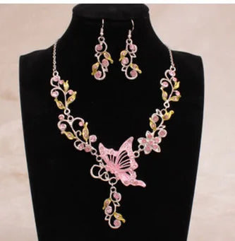 Wedding Jewelry Set Bride Rhinestone Jewelry Set Silver Plated Butterfly Choker Necklace Earrings Set Jewelry For Women Girls    Home Decor Supply | Online Retail | ShoreShopper.com