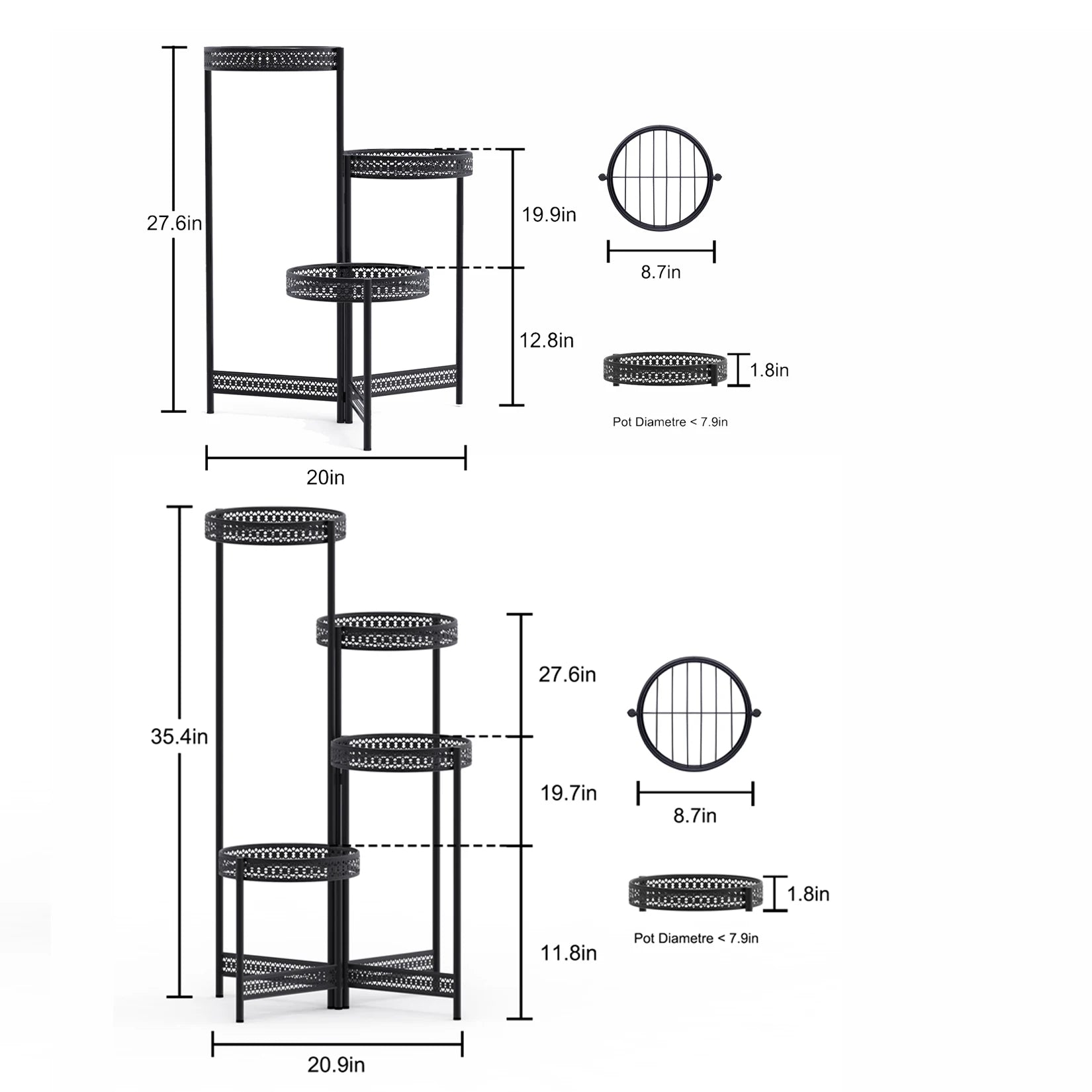 3/4 Tier Metal Plant Stand Indoor Black Tall Flower Pot Holder Display Rack Foldable for Patio Garden Living Room Corner Balcony    Home Decor Supply | Online Retail | ShoreShopper.com