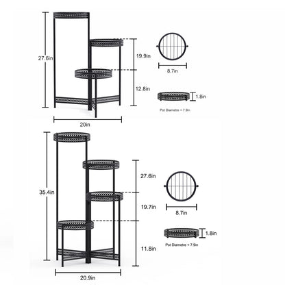 3/4 Tier Metal Plant Stand Indoor Black Tall Flower Pot Holder Display Rack Foldable for Patio Garden Living Room Corner Balcony    Home Decor Supply | Online Retail | ShoreShopper.com