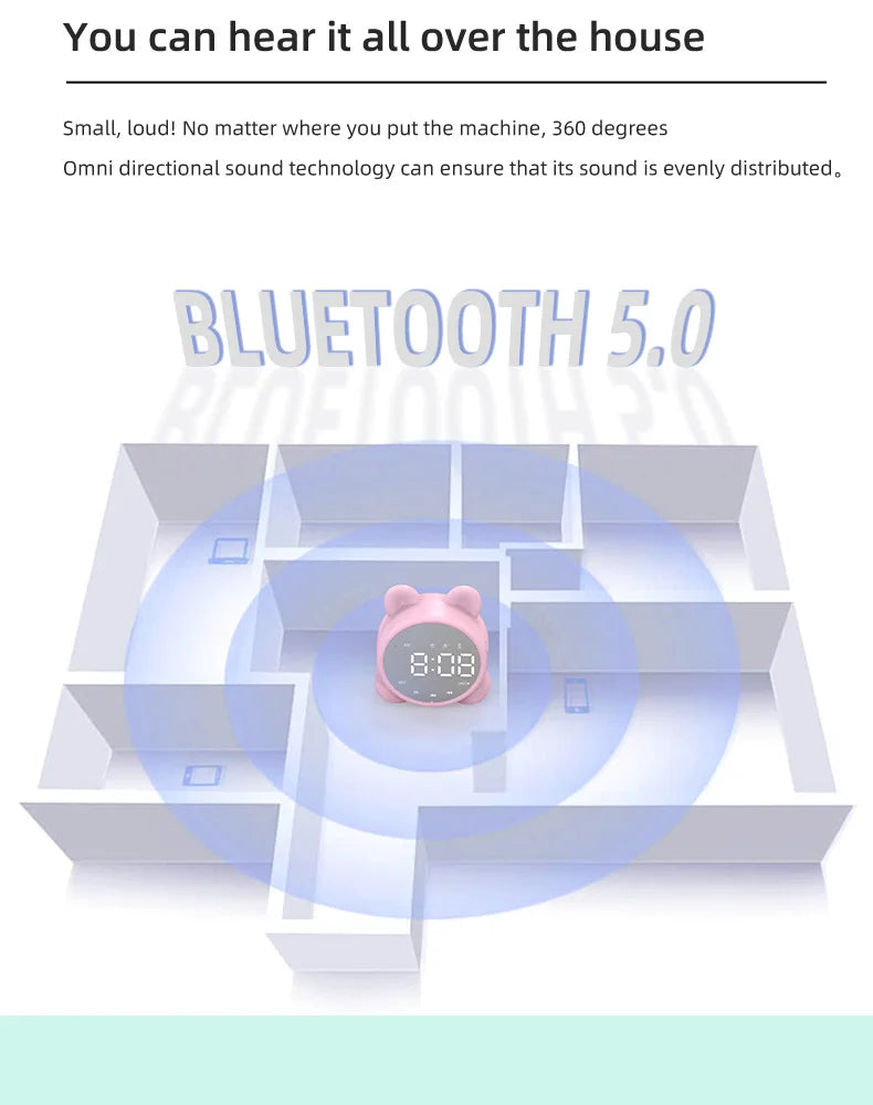 Bluetooth Mirror Table Clock Kids Alarm Clock Cute Cat Digital Alarm Clock For Kids Bedside Clock Children'S Sleep Led Clocks    Home Decor Supply | Online Retail | ShoreShopper.com