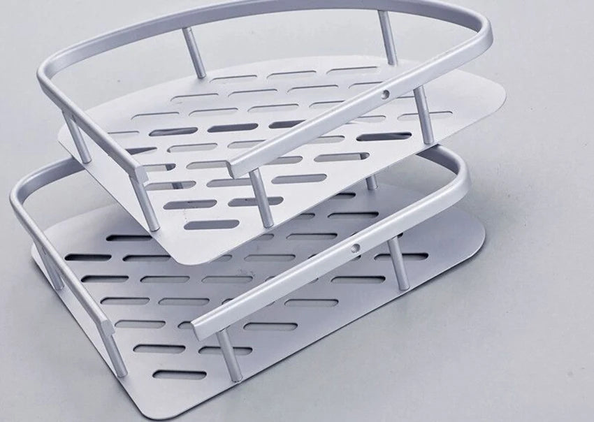 Bathroom Shelf Screws Fixed Durable Aluminum 2 Tiers Shower Shelf Kitchen Storage Holder Shampoo Soap Cosmetic Organizer Shelf    Home Decor Supply | Online Retail | ShoreShopper.com