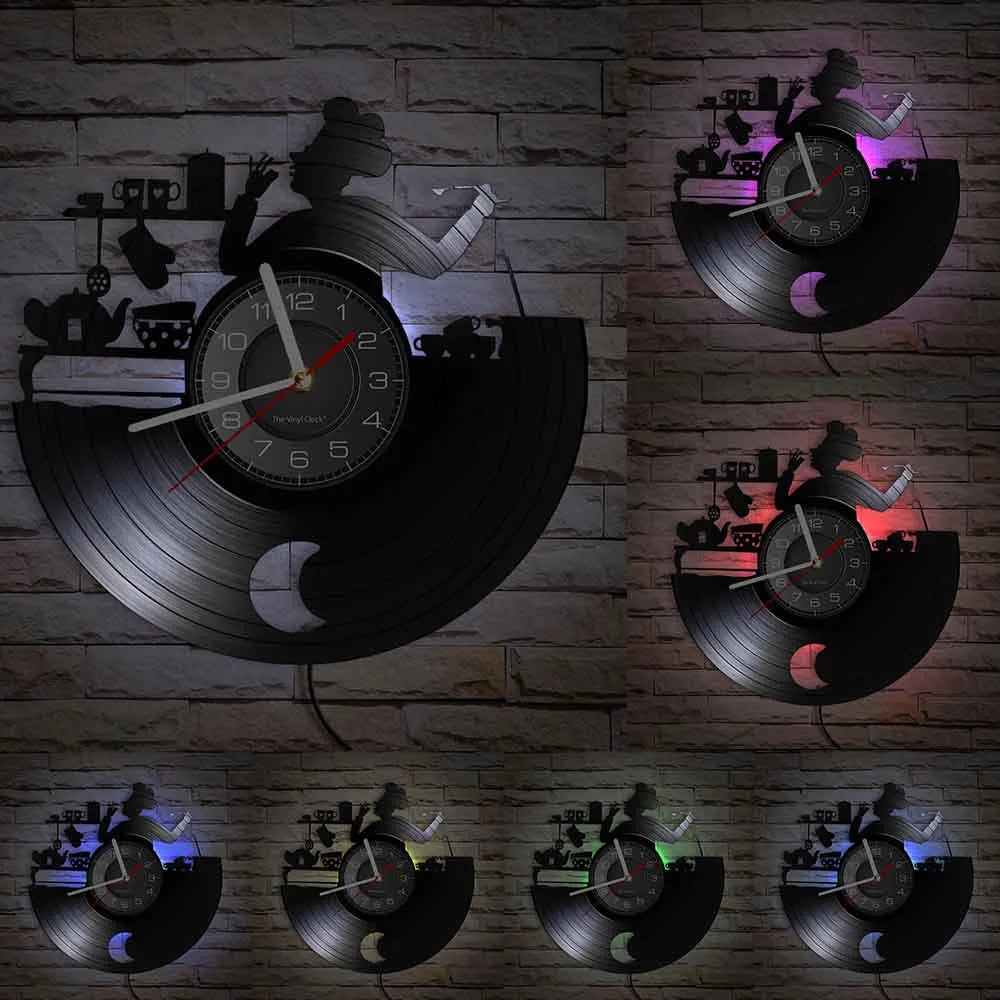 The Kitchen The Heart Of The Home Inspired Vinyl Record Clock Modern Design Vinyl Wall Watch Kitchen Decor Noiseless Timepieces    Home Decor Supply | Online Retail | ShoreShopper.com