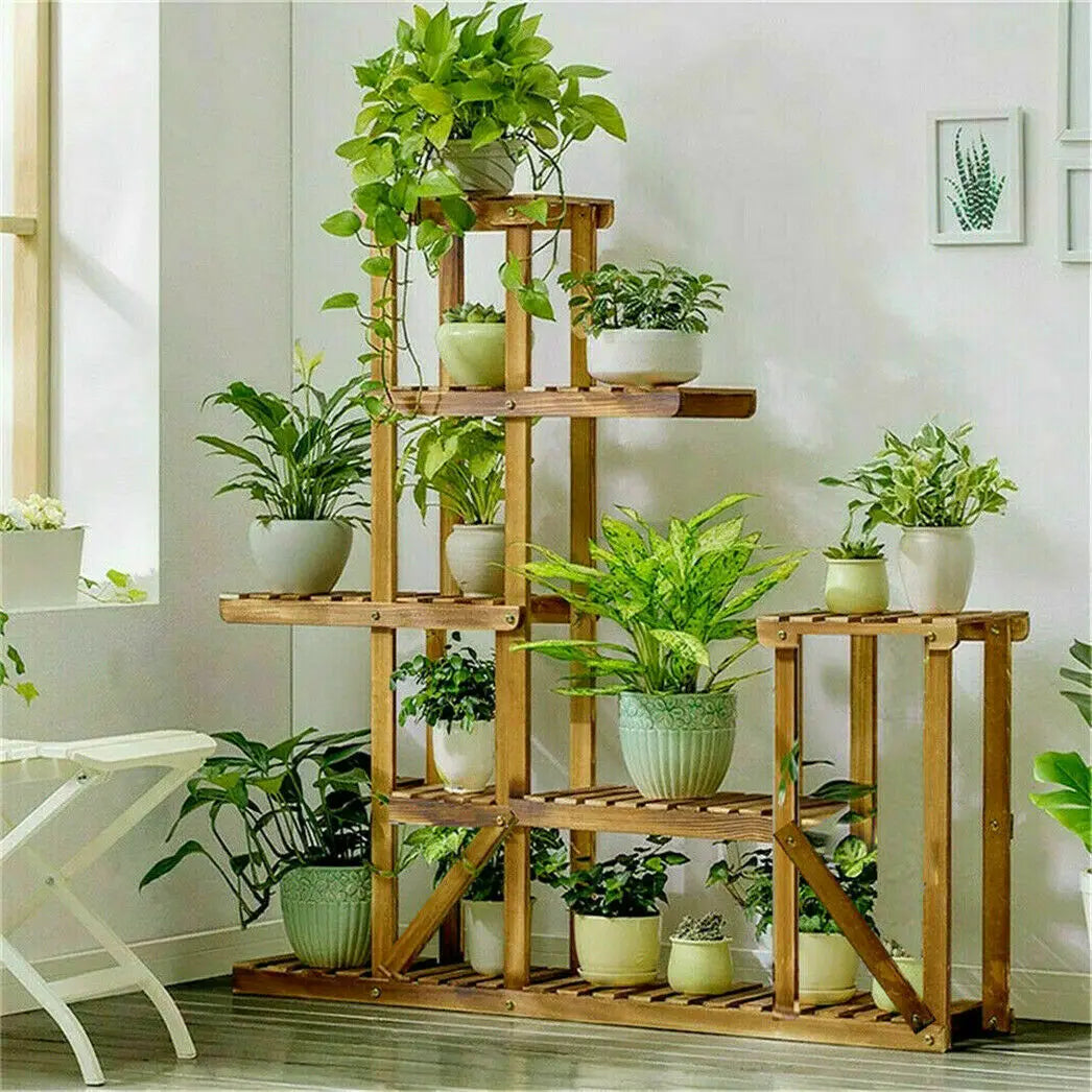 6 Tiered Wood Plant Flower Stand Shelf Planter Pots Shelves Rack Holder Display for Multiple Plants Indoor Outdoor Garden Patio    Home Decor Supply | Online Retail | ShoreShopper.com