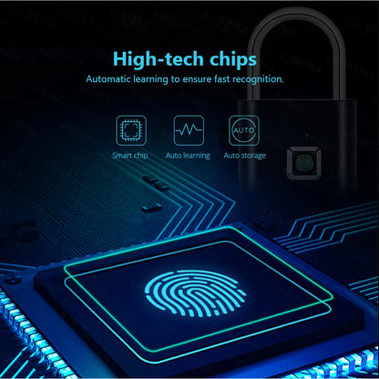 KERUI Smart Fingerprint Padlock Waterproof Fingerprint Keyless Door Lock Type C Rechargeable Security Padlock for House - ShoreCo.Shop