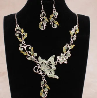 Wedding Jewelry Set Bride Rhinestone Jewelry Set Silver Plated Butterfly Choker Necklace Earrings Set Jewelry For Women Girls    Home Decor Supply | Online Retail | ShoreShopper.com