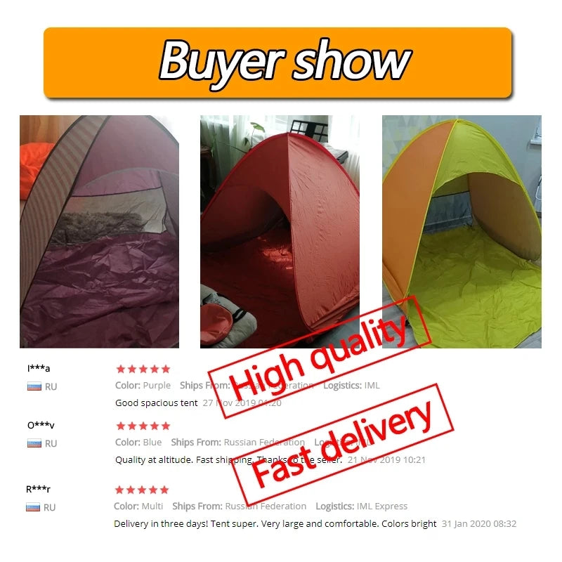 Hot Sale Quick Automatic Beach Tent Outdoor Beach Shade Sun Shelter Tent UPF50+ Portable Beach Canopy For Camping Fishing    Your Coastal Marketplace | Shoreshopper.com