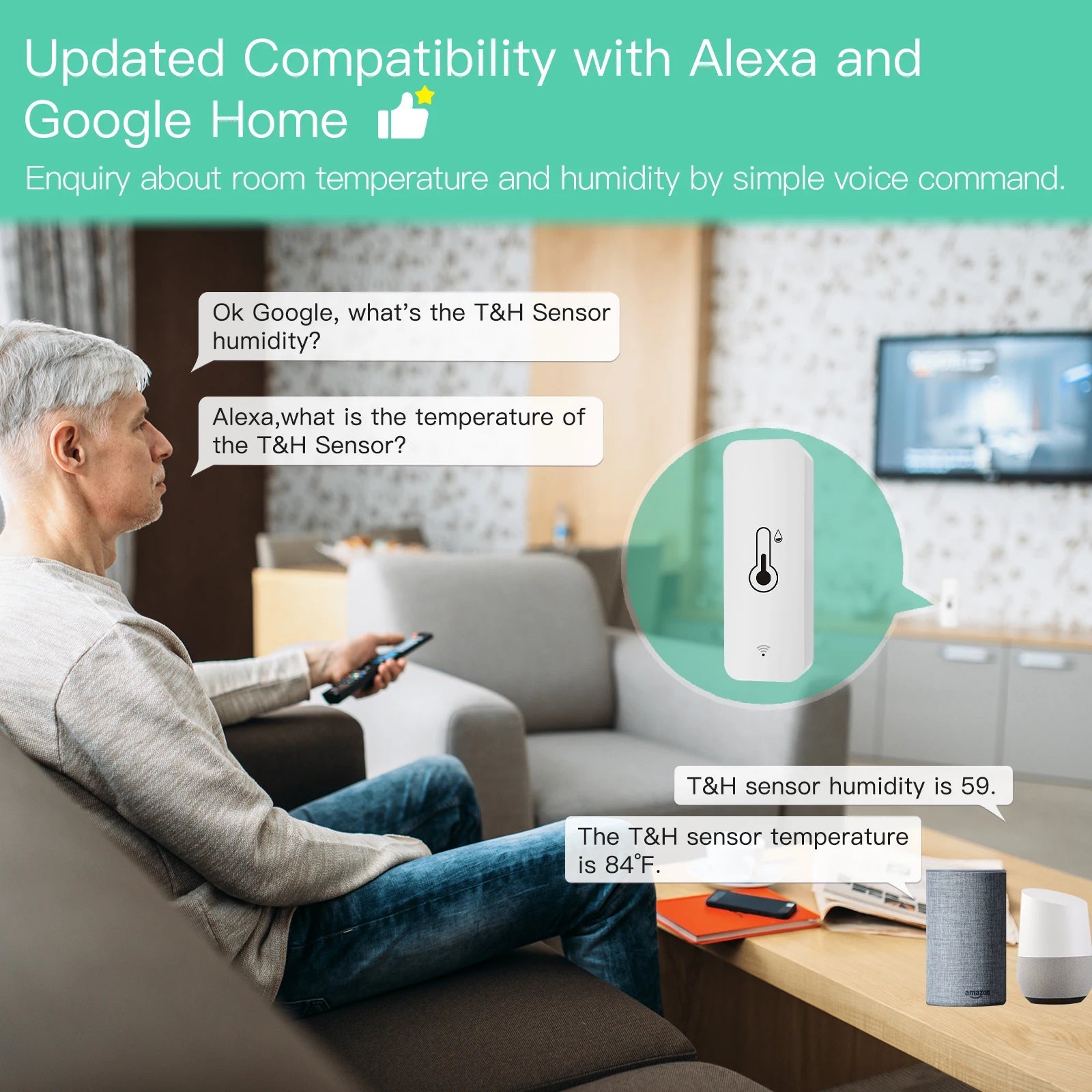 MOES Tuya Smart WiFi Temperature Humidity Sensor Hygrometer Thermometer Detector Smart Scene Linkage with Alexa Google Home    Home Decor Supply | Online Retail | ShoreShopper.com