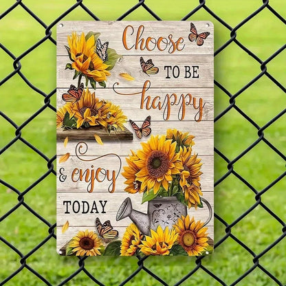Rustic Iron Wall Sign | Vintage Sunflower & Butterfly | 'Choose to Be Happy' Motivational Quote | 8x12 Inch Metal Art    Home Decor Supply | Online Retail | ShoreShopper.com