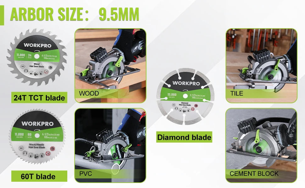 WORKPRO 20V Cordless Electric Circular Saw With Laser For Wood Ceramic Tile 115 mm Saw Blade 710W Electric Circular Saw No Laser    Home Decor Supply | Online Retail | ShoreShopper.com