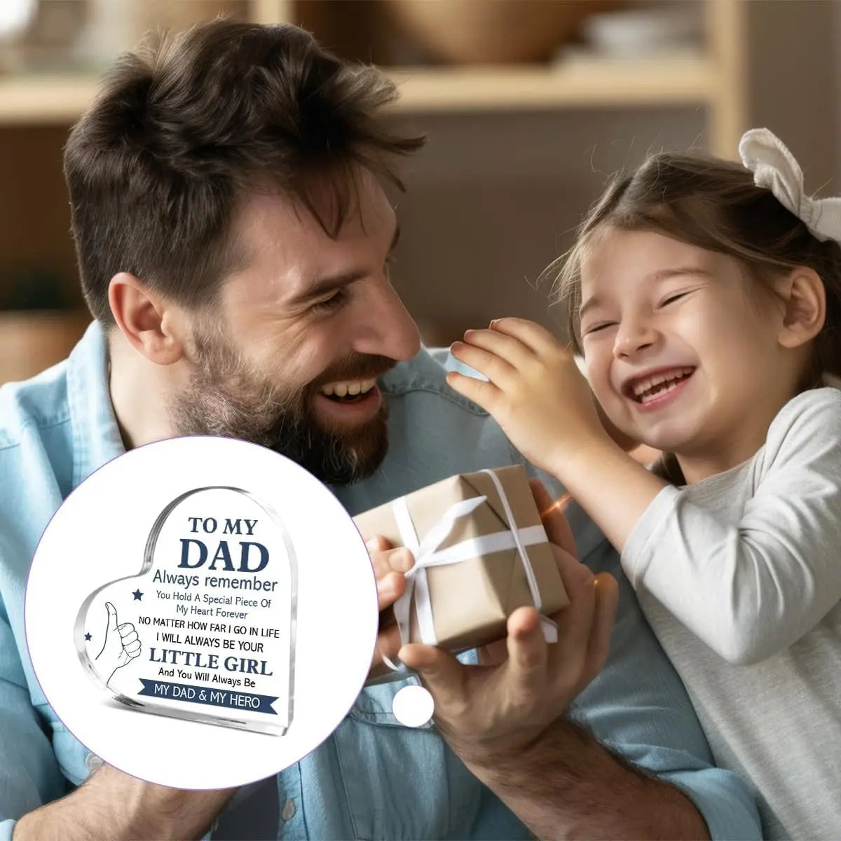 2D Flat Dad Gifts from Daughter, Thank You Gifts for Dads Fathers Day Birthday Christmas, Unique Father Gift Ideas
