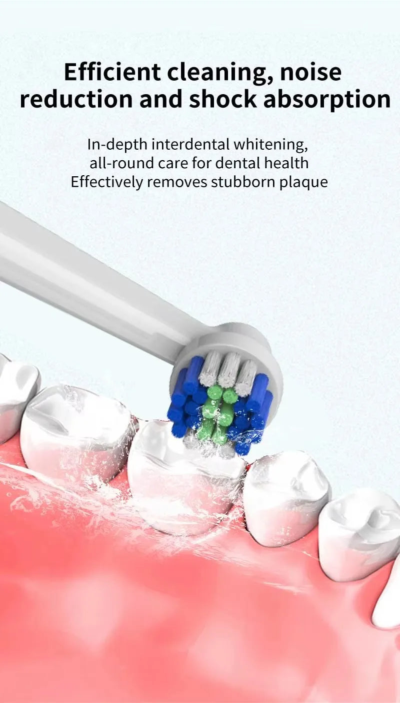 Compatible with Oral B Sonic Electric Toothbrush Smart Ultrasonic Dental Teeth Whitening Rechargeable Adult Tooth Brush 3 Head - ShoreCo.Shop