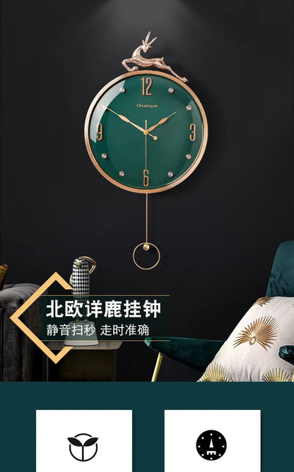 13 Inch Auspicious Deer Wall Clock Nordic Brief Design Living Room Decoration Kitchen Mute Clocks Art Wall Watch Home Decor NEW    Home Decor Supply | Online Retail | ShoreShopper.com