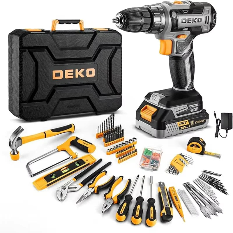 20V DEKO  cordless drill kit with battery,  manual repair, men's drill,basic toolbox, suitable for household tools - ShoreCo.Shop