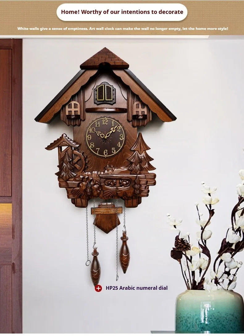 Antique Classic Solid Wood Hand-carved Cuckoo Wall Clock, Children's Music, Hour Announcement Swinging Creative Clock    Home Decor Supply | Online Retail | ShoreShopper.com