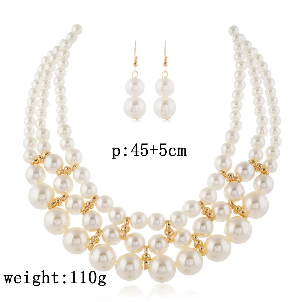 Bridal Wedding Jewelry Set New Fashion Multi layer Handmade Imitation Pearl Necklace and Earrings Women's Party Accessories    Home Decor Supply | Online Retail | ShoreShopper.com