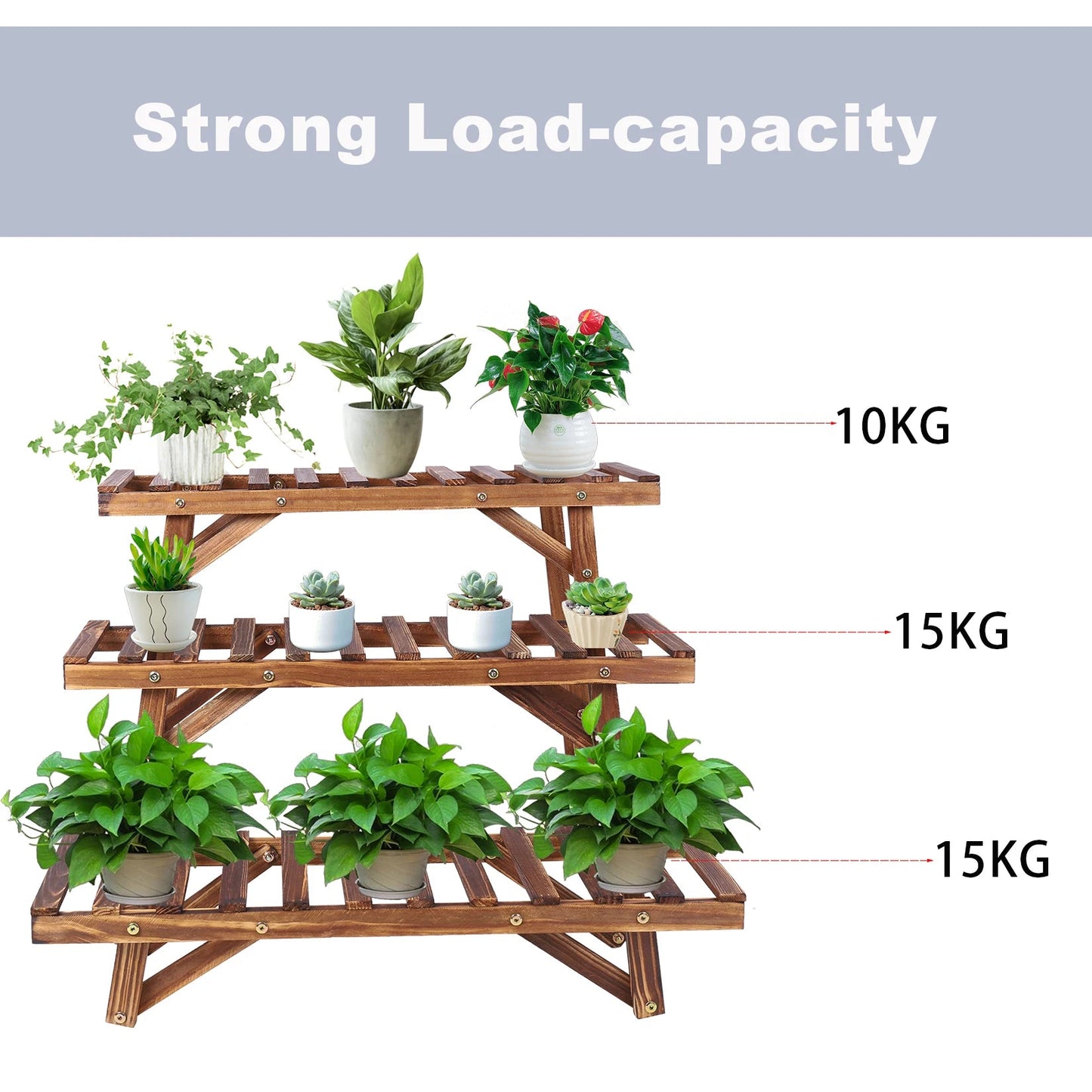 Large 3 Tier Step Plant Stand Wood Ladder Shelf Garden Display for Patio Indoor Outdoor Flower Pot Shelf    Home Decor Supply | Online Retail | ShoreShopper.com