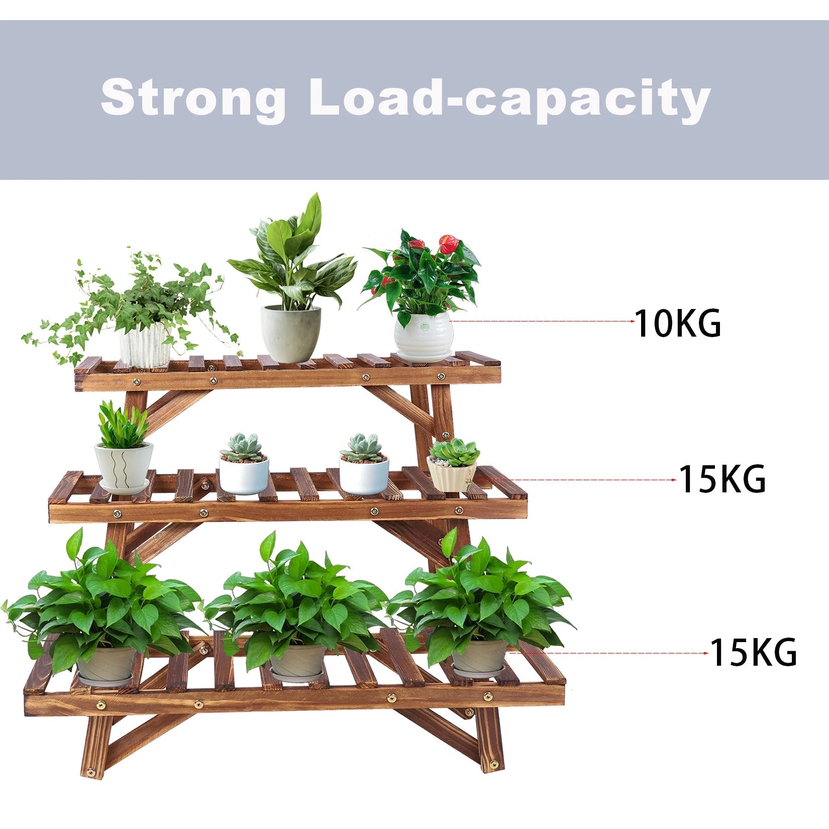 Large 3 Tier Step Plant Stand Wood Ladder Shelf Garden Display for Patio Indoor Outdoor Flower Pot Shelf    Home Decor Supply | Online Retail | ShoreShopper.com