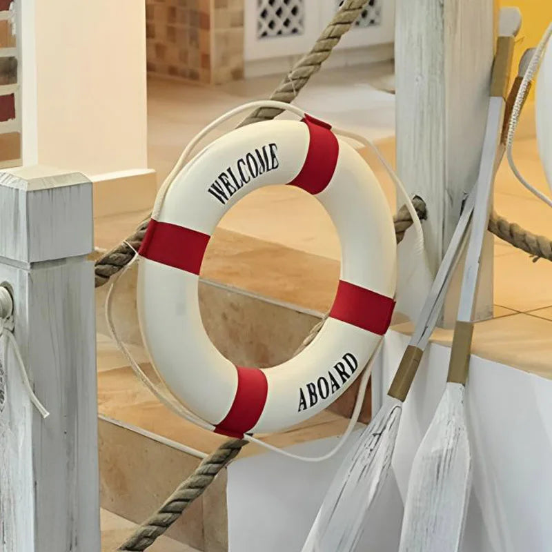 Mediterranean Style Welcome Decorative Red Blue Life Buoy Marine Beach Wall Hanging Decor Home Living Roome Decoration Crafts    Your Coastal Marketplace | Shoreshopper.com