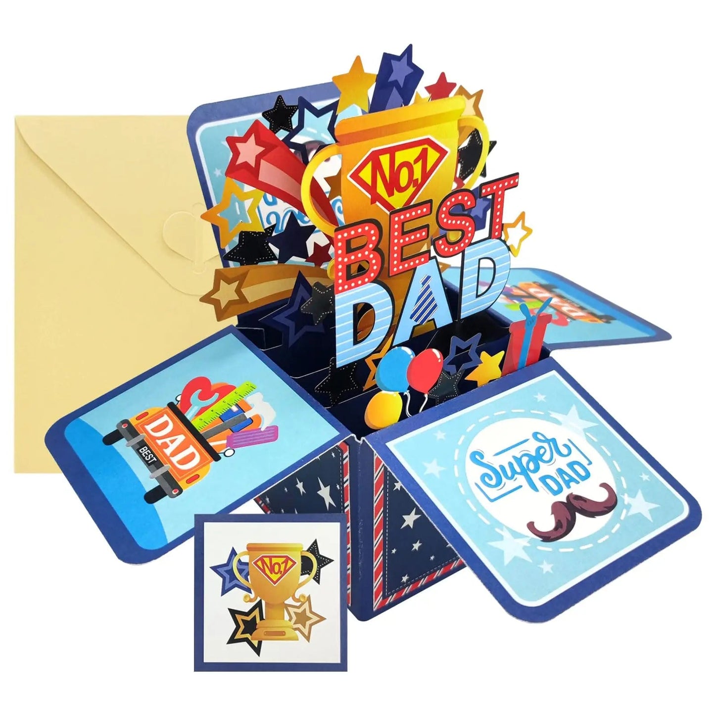 3D Pop Up Father's Day Card Handmade Best Dad Birthday Gift with Note & Envelope - Thank You Card for Dad from Daughter Son    Your Coastal Marketplace | Shoreshopper.com