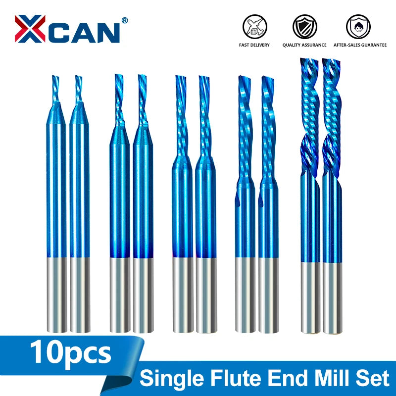 XCAN10pcs Single Flute Carbide End Mill 1/8'' Shank O Flute Spiral CNC Router Bit Cutter 1/1.5/2/2.5/3.175mm Wood Milling Tools    Home Decor Supply | Online Retail | ShoreShopper.com