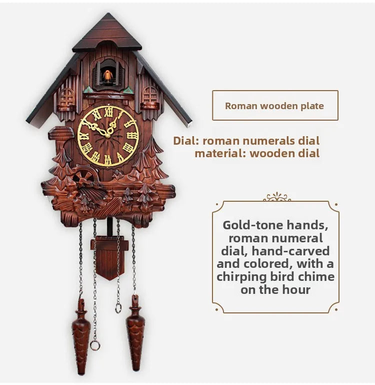 Wooden Handcrafted Cuckoo Clock for Wall with Cuccu Chimes and Swing Pendulum for Home Nordic  Decor Solid Wood Cuccu Watch    Home Decor Supply | Online Retail | ShoreShopper.com
