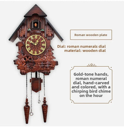 Wooden Handcrafted Cuckoo Clock for Wall with Cuccu Chimes and Swing Pendulum for Home Nordic  Decor Solid Wood Cuccu Watch    Home Decor Supply | Online Retail | ShoreShopper.com