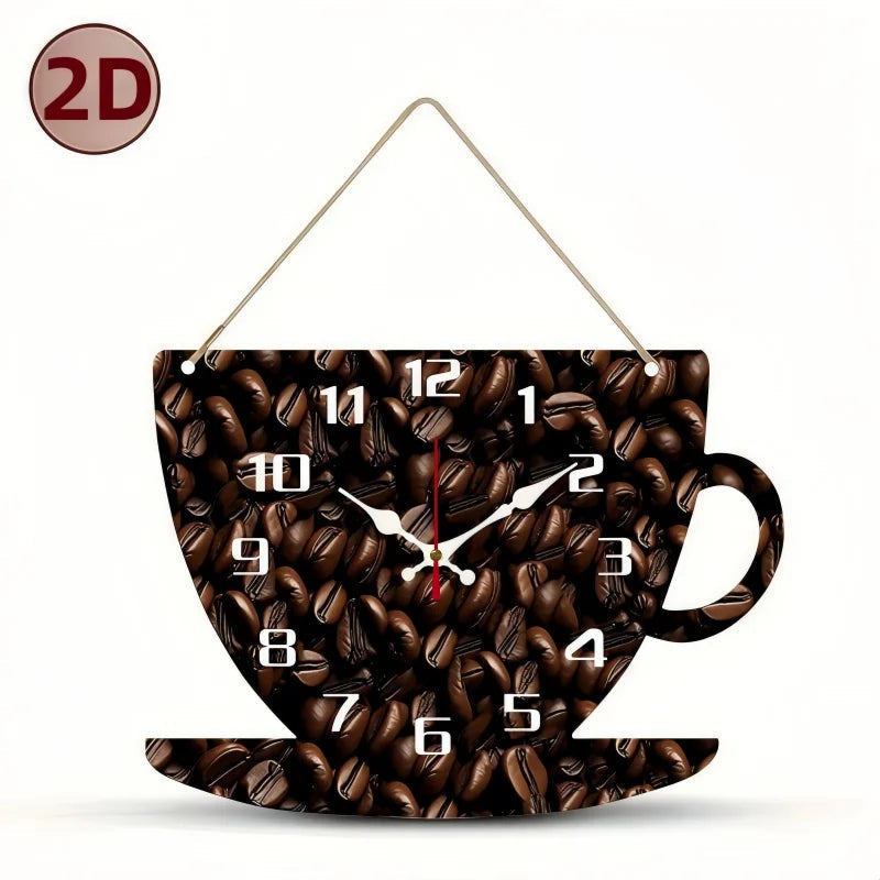 Coffee Cup Shaped Wooden Silent Hanging Wall Clock,Wood Grain Design Suitable For Living Room,Study Room,Bedroom,Home Decoration    Home Decor Supply | Online Retail | ShoreShopper.com