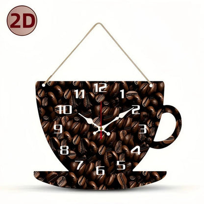Coffee Cup Shaped Wooden Silent Hanging Wall Clock,Wood Grain Design Suitable For Living Room,Study Room,Bedroom,Home Decoration    Home Decor Supply | Online Retail | ShoreShopper.com