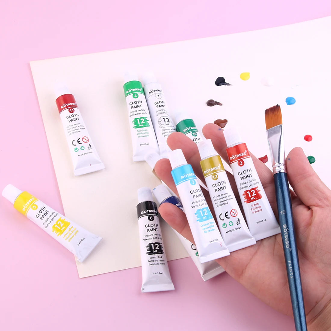 MOTARRO 12 Colors/Box Fabric Paint Set Permanent Textile Paint 12ml for Clothes Canvas Shoes Painting Supplies    Home Decor Supply | Online Retail | ShoreShopper.com