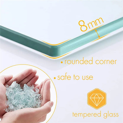 Tempered Glass Bathroom Shelf Aluminum Storage Rack Rectangular 30 40 50cm 1 Tier Silver Sand Sprayed Wall Mounted    Home Decor Supply | Online Retail | ShoreShopper.com