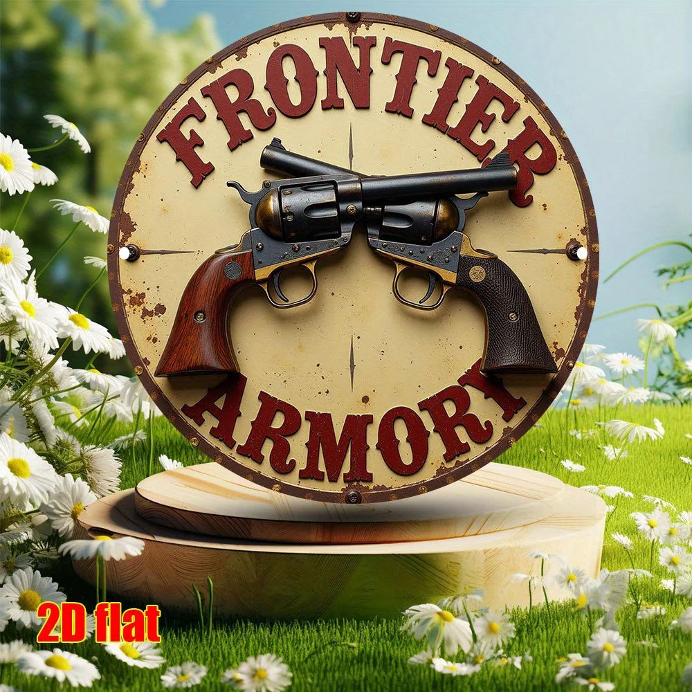 Retro "Art of Weapons & Mechanicals" Round Aluminum Sign – 7.8" Vintage Wall Decor    Home Decor Supply | Online Retail | ShoreShopper.com