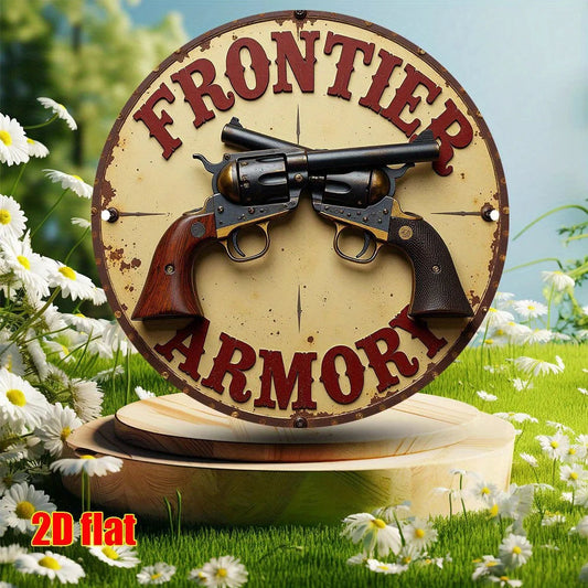 Retro "Art of Weapons & Mechanicals" Round Aluminum Sign – 7.8" Vintage Wall Decor    Home Decor Supply | Online Retail | ShoreShopper.com