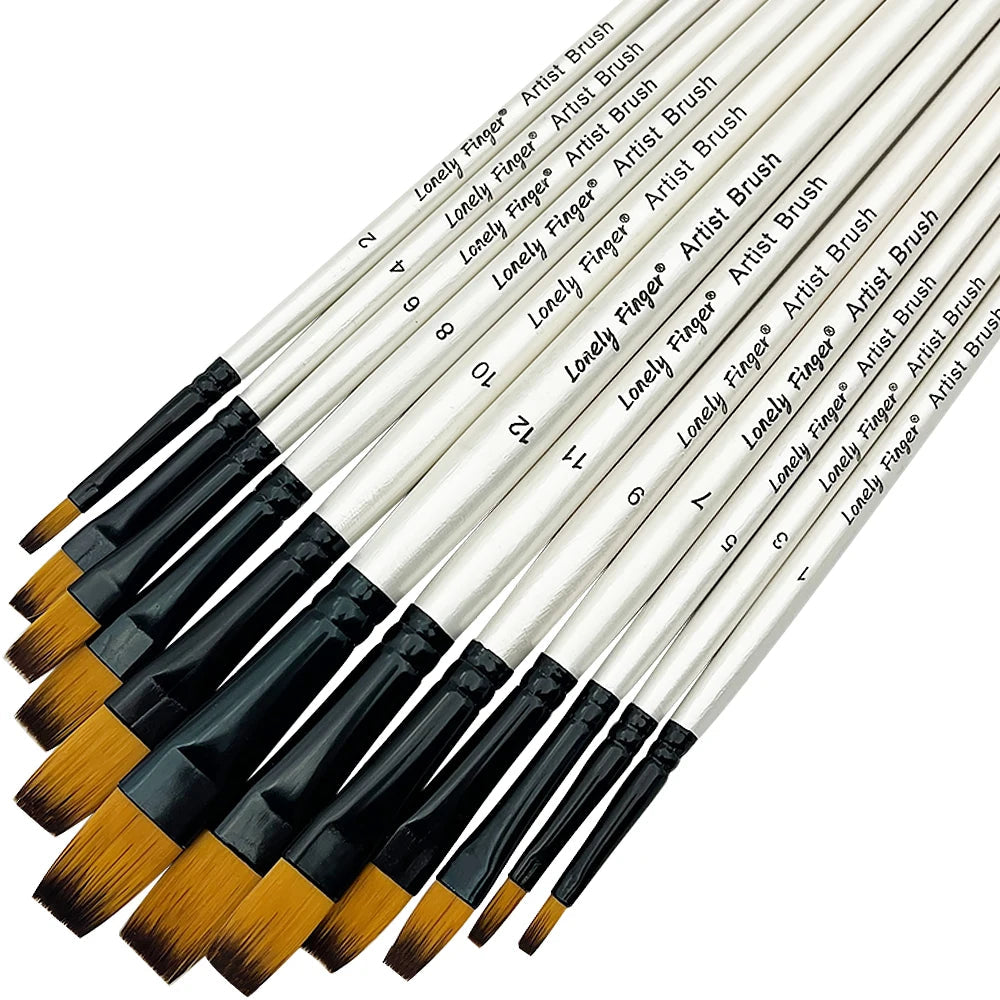 12/48pcs Premium Flat Art Paintbrush Set Durable Anti-Shedding Synthetic Nylon Bristles for Watercolor Acrylics Gouache Painting    Home Decor Supply | Online Retail | ShoreShopper.com
