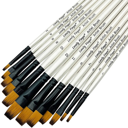 12/48pcs Premium Flat Art Paintbrush Set Durable Anti-Shedding Synthetic Nylon Bristles for Watercolor Acrylics Gouache Painting    Home Decor Supply | Online Retail | ShoreShopper.com