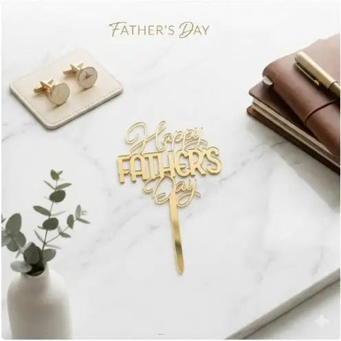 2026 Father's Day Birthday Cake Topper Decoration Gold Acrylic DAD Cake Flag Father's Day Party Cake Toppers Dessert Ornament    Your Coastal Marketplace | Shoreshopper.com