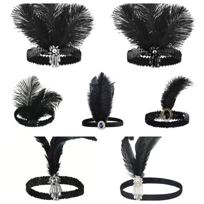 Hair Accessories Feather Headwear Tassel Makeup Party Cosplay Dress Headwear Black Diamond Masquerade Hair Band    Your Coastal Marketplace | Shoreshopper.com