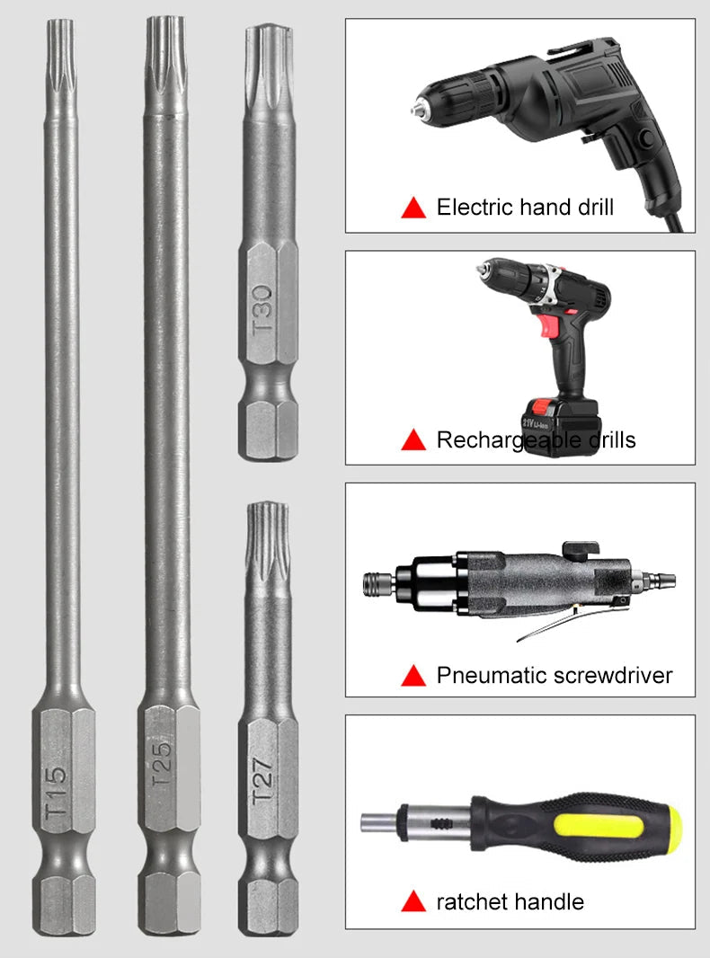 50-75-100mm Hollow Plum Blossom Extended S2 Bit Hexagon Handle Screwdriver Bit Screwdriver Tool Set    Home Decor Supply | Online Retail | ShoreShopper.com