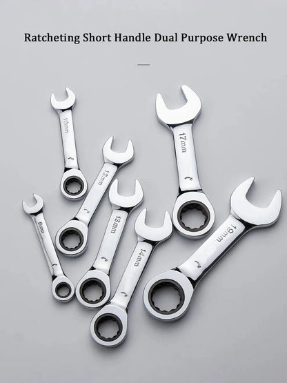 6-19mm Short Handle Quick Ratchet Wrench 72 Teeth Multi Functional Portable Short Dual-use Plum Blossom Small Wrench Hand Tools    Home Decor Supply | Online Retail | ShoreShopper.com
