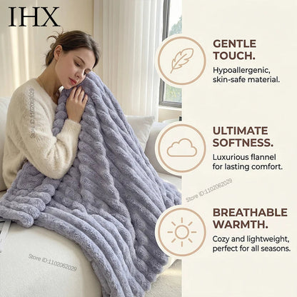 IHX Solid Color Imitation Rabbit Plush Milk Plush Thickened Thermal Leisure Home Blanket Office Nap Blanket, Custom Blanket Size    Your Coastal Marketplace | Shoreshopper.com