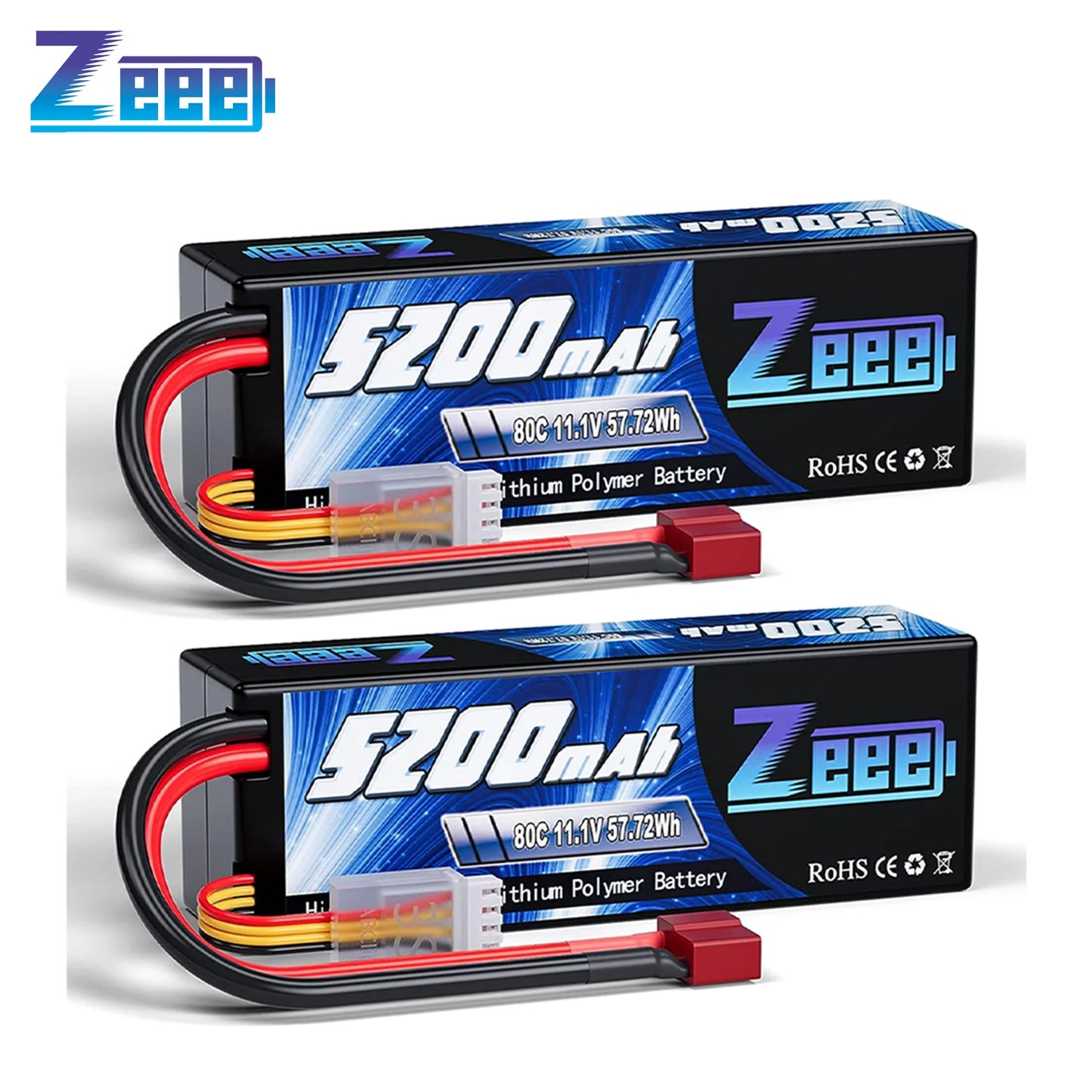 Zeee 3S LiPo RC Battery 11.1V 5200mAh 80C Hardcase w/ Plugs - ShoreCo.Shop