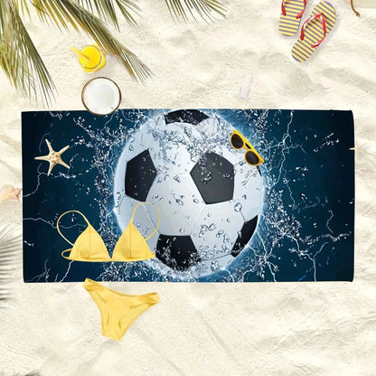Soccer-Themed Beach Towel: Splash into Fun! Suitable for towels, bath towels, beach towels