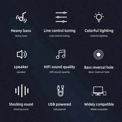 Computer Speakers PC Sound Box HIFI Stereo Microphone USB Wired with LED Light For Desktop Computer