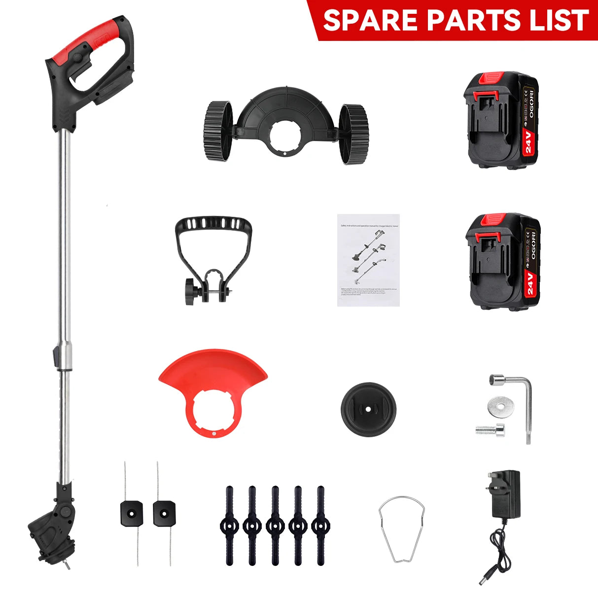 Electric Lawn Mower Cordless Grass Cutter with 2 Batteries Handheld Lawnmower Adjustable Length Grass Trimmer    Home Decor Supply | Online Retail | ShoreShopper.com