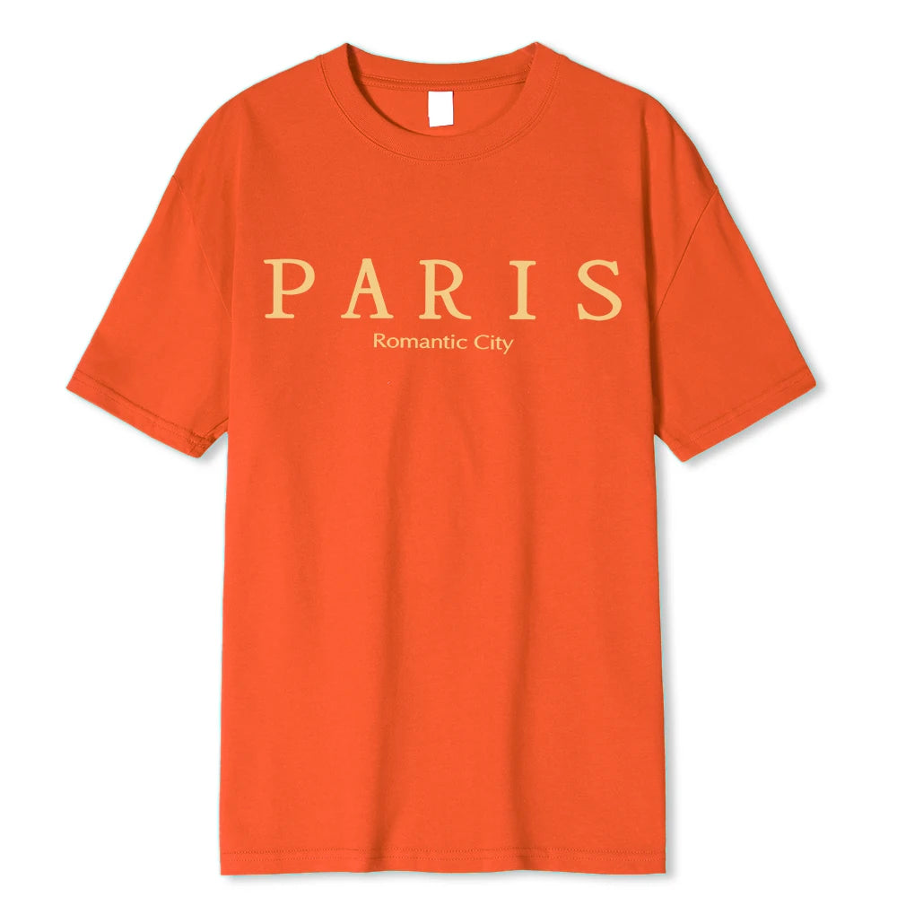 Paris Romantic City Letter Graphic Print Tees Men T-Shirt Summer Loose Clothing Loose Cotton Oversize Tshirt Street Soft Tops    Home Decor Supply | Online Retail | ShoreShopper.com