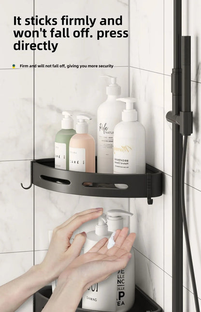 Bathroom Shelves Organizer No Punching Required Kitchen Corner Shelf Racks Shampoo Makeup Storage Holder Shower Towel Caddy Rack    Home Decor Supply | Online Retail | ShoreShopper.com