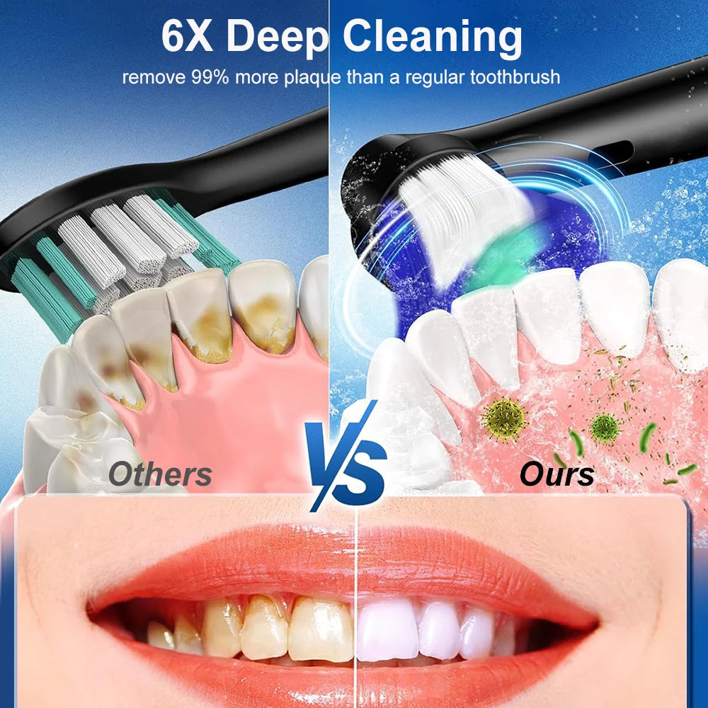 Electric Toothbrush Rotary Rechargeable Electric Toothbrush for Adults Rotating Electric Toothbrushes with 8 Soft Brush Heads - ShoreCo.Shop