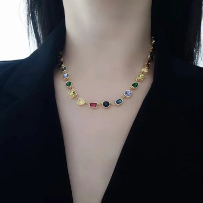 Luxury Fashion Women's Jewelry Colored Gems Set Sterling Silver Necklace Bracelet Plated With 18K Rose Gold Banquet Party    Home Decor Supply | Online Retail | ShoreShopper.com