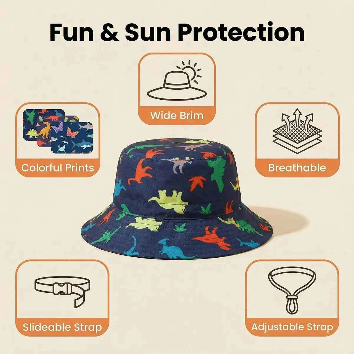 Baby beach hat - quick-drying, adjustable, wide brim, fisherman hat, sun hat, breathable and quick-drying