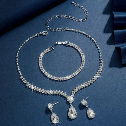 Wedding Jewelry Set for Women, Earrings, Necklace, Bracelet, Three-Piece Bridal Jewelry Set, Luxurious and High-End Accessories    Home Decor Supply | Online Retail | ShoreShopper.com